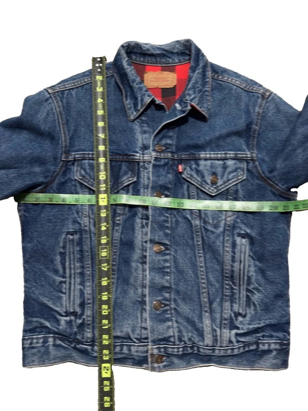 VTG 80s Levis Type III Flannel Lined Trucker Jacket 70417 Denim Buffalo Plaid 42